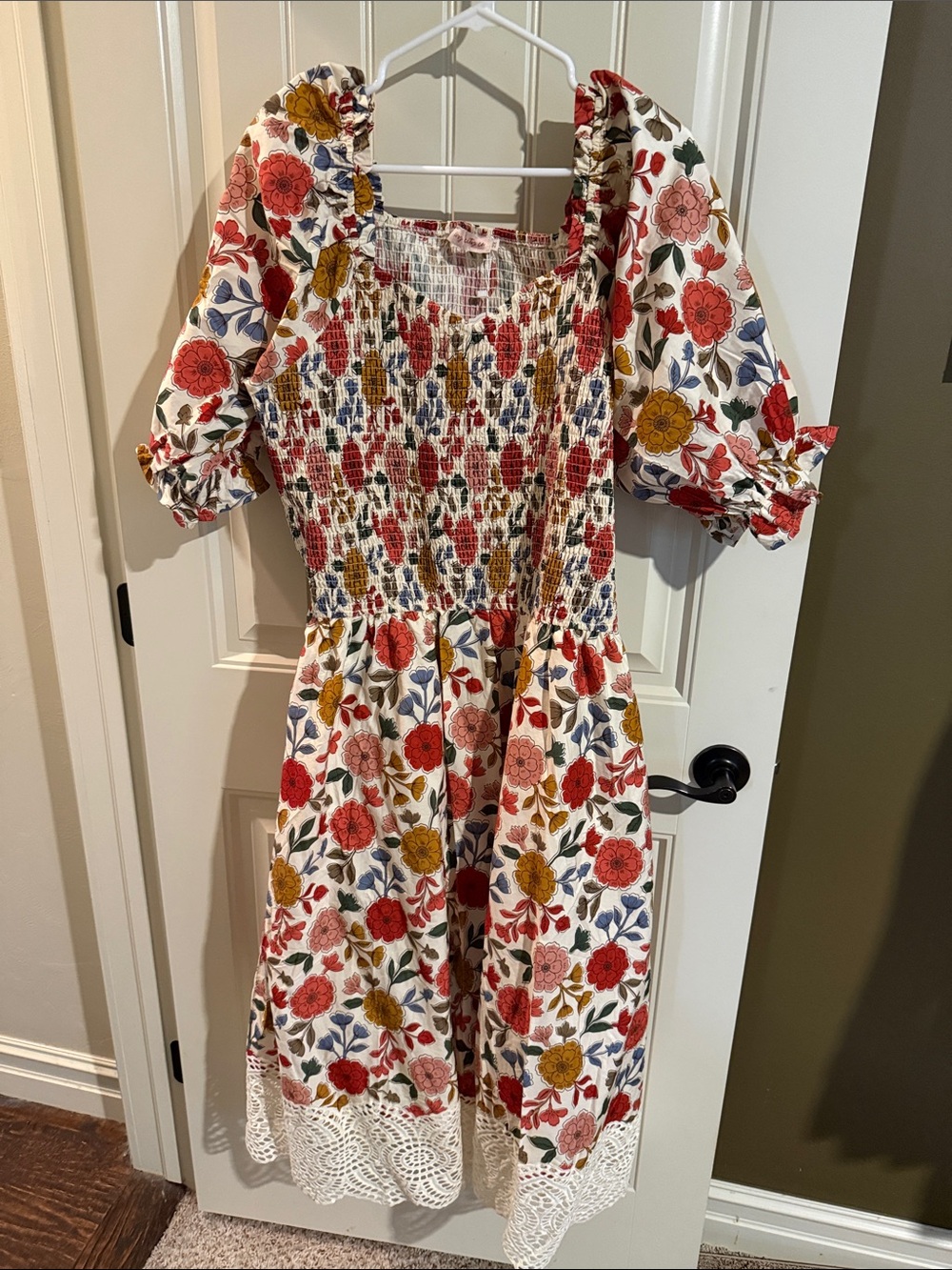 Ivy City Co Cotton Teagan Floral Maxi Dress in Sepia Flower with lace trim